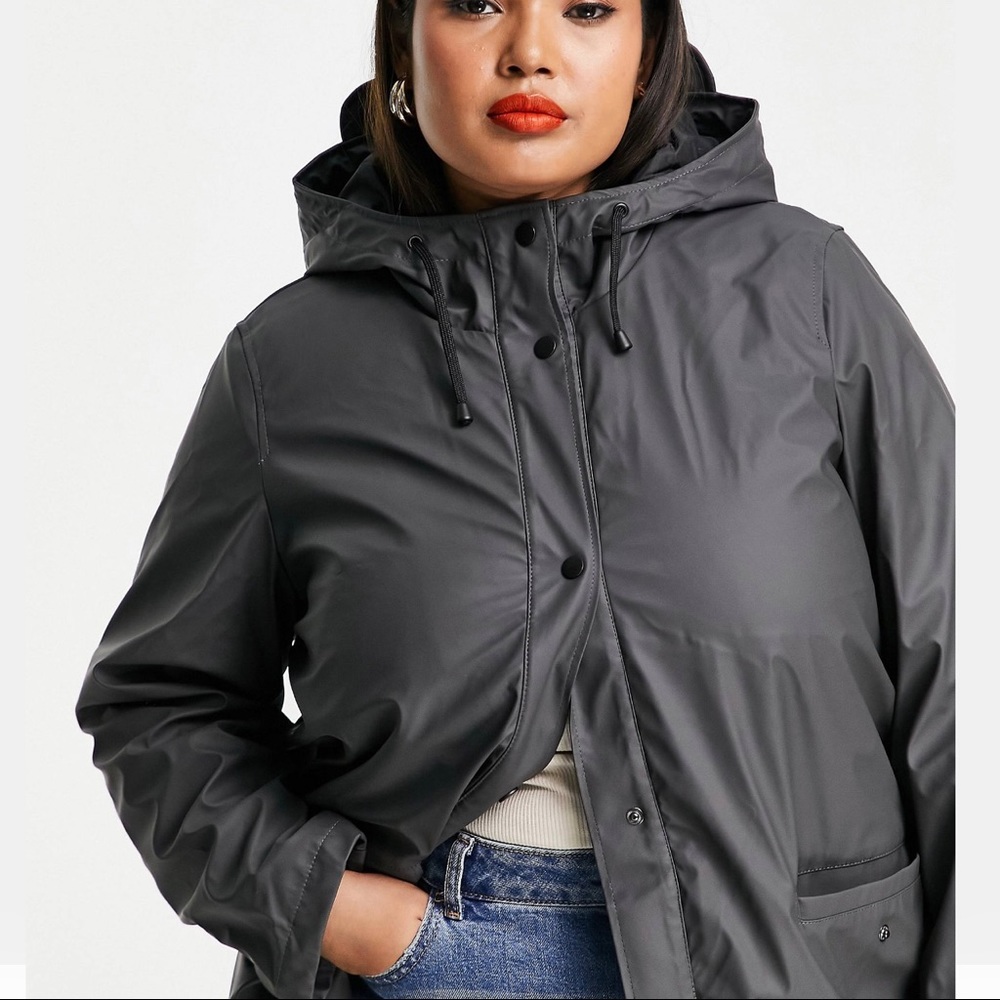 Plus size Sherpa lines rain coat